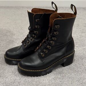 Worn 2-3x Dr. Martens Black Leona Combat Boots